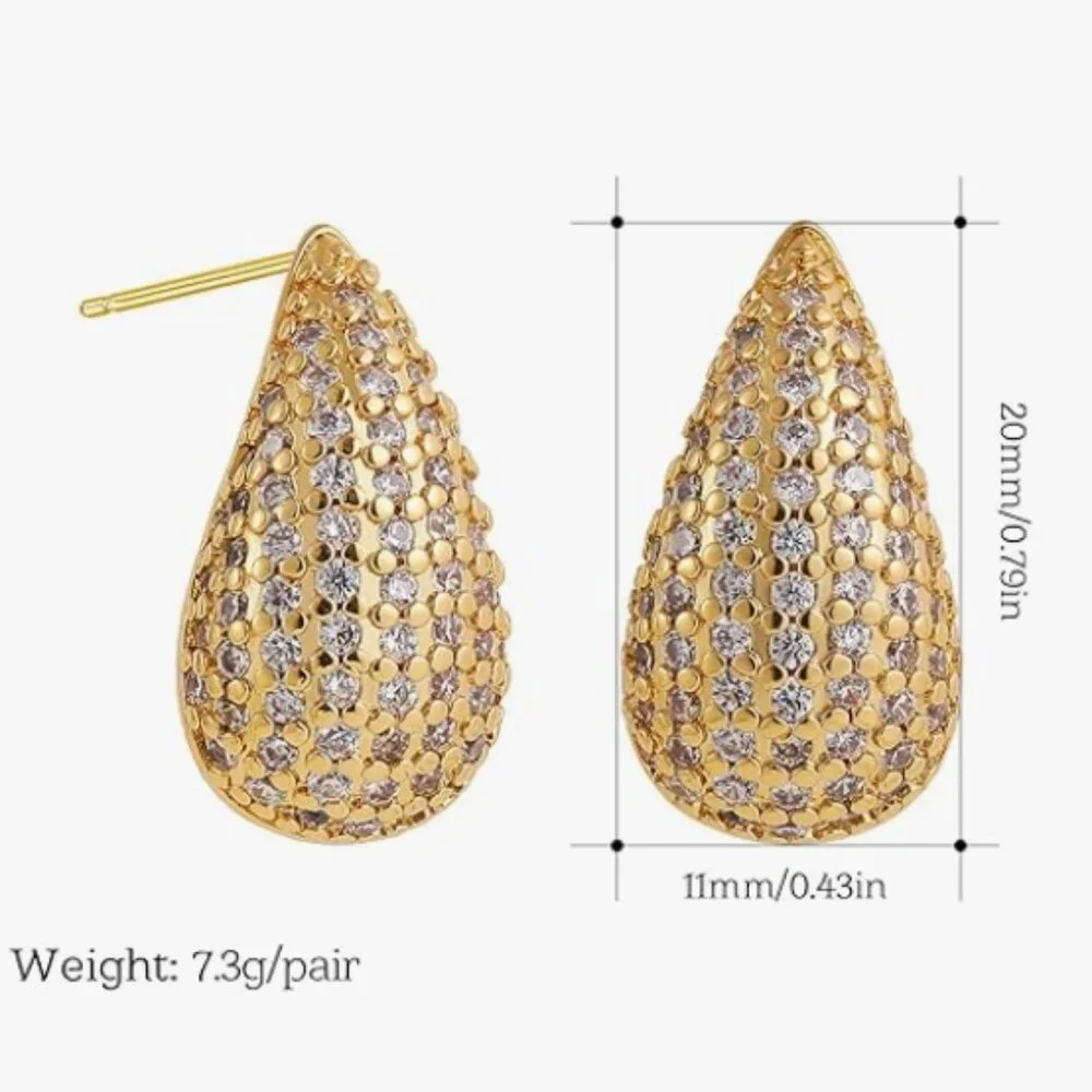 NEW! Chunky Gold Stud Teardrop Earrings